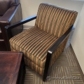 Striped Pattern Reception Lounge Armchair w/ Espresso Frame